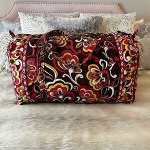 VERA BRADLEY Puccini 2008 Large Duffle Bag 2 Handles Zip Top Brown Yellow Orange